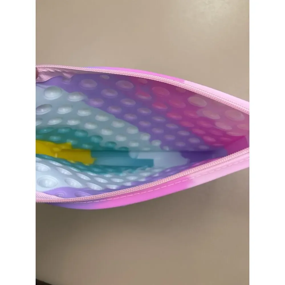 Pastel Rainbow Pop It Crossbody Bag Fidget Purse Silicone Zipper NWOT Strap